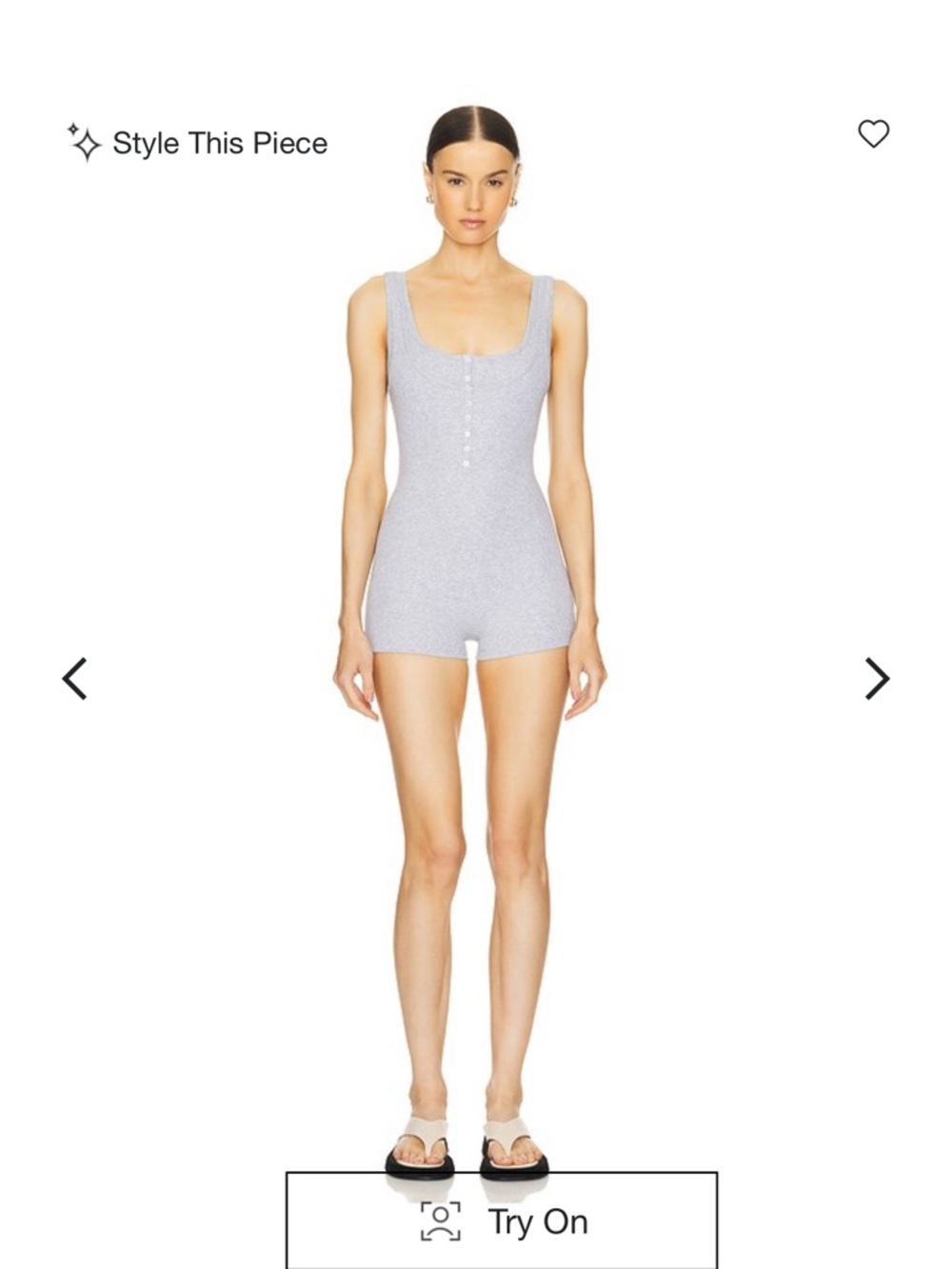 GRLFRND Rib Double Tank Romper in Heather Grey